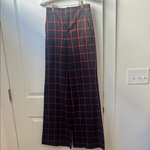 Alice + Olivia Black and Red Checkered Trousers